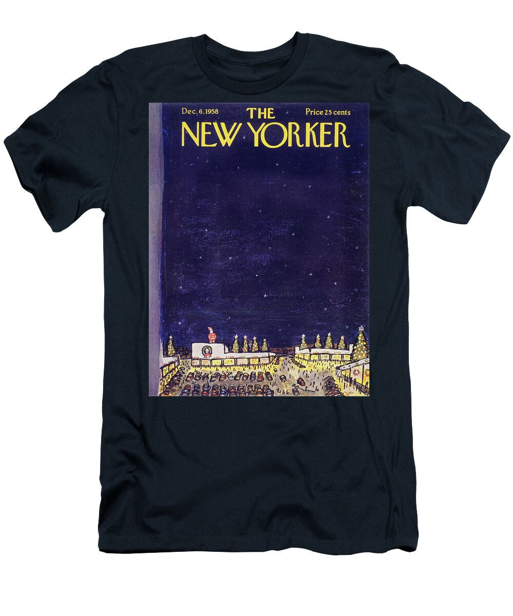 Christmas T-Shirt featuring the painting New Yorker December 6 1958 by Abe Birnbaum