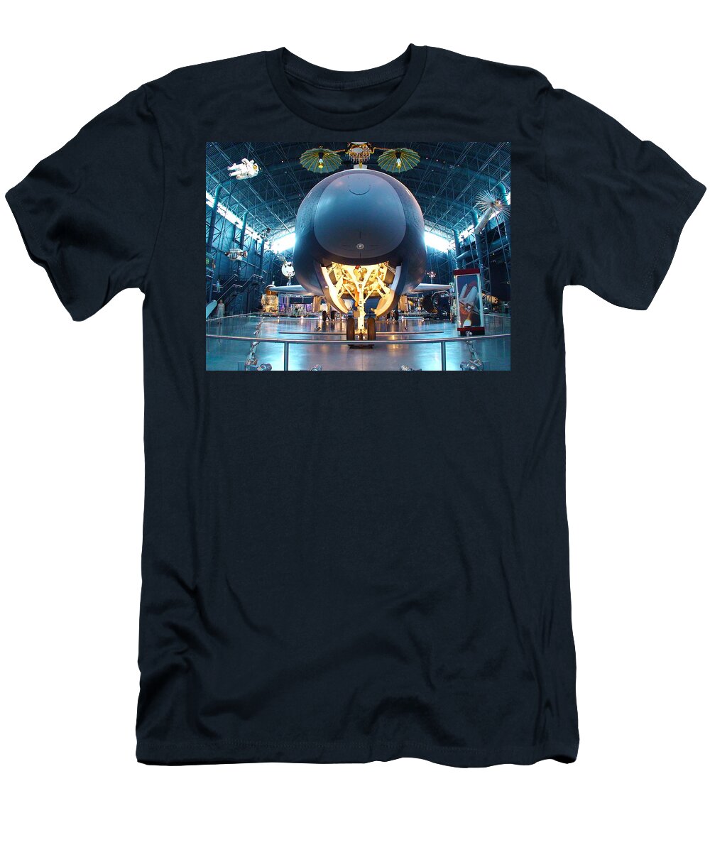 Space Shuttle T-Shirt featuring the photograph Nose Down - Enterprise Space Shuttle by Charles Kraus