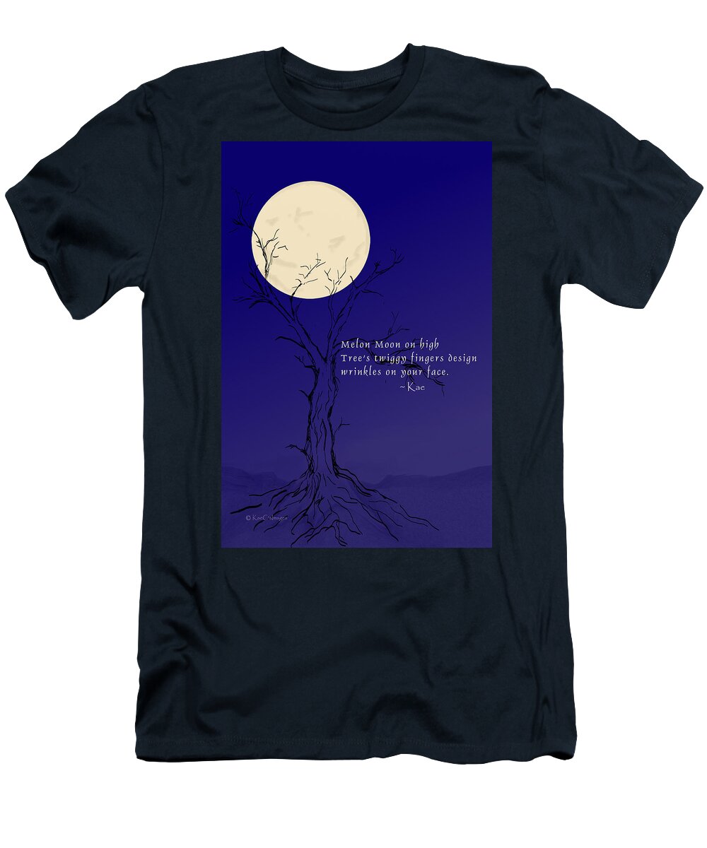 Moon T-Shirt featuring the digital art November Haiku with drawing by Kae Cheatham