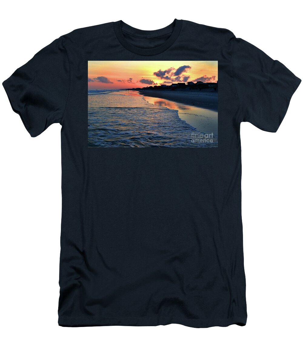 Oak Island T-Shirt featuring the photograph Oak Island Pastel Sunset by Amy Lucid