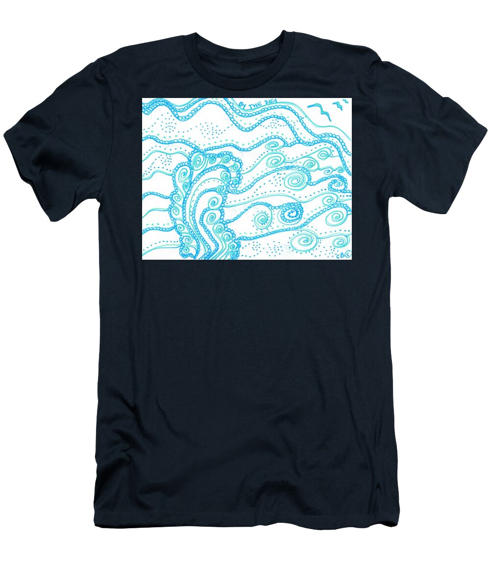 Caregiver T-Shirt featuring the drawing Ocean Waves by Carole Brecht