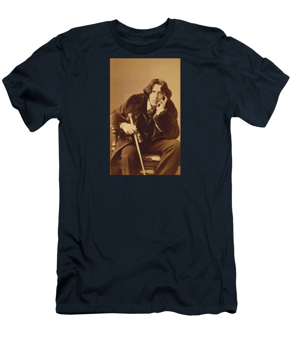 Oscar Wilde T-Shirt featuring the photograph Oscar Wilde - Irish Author and Poet by War Is Hell Store