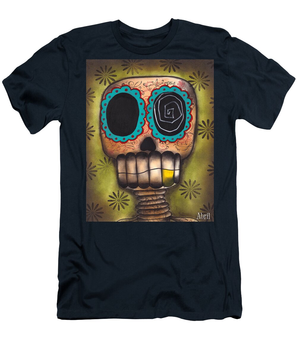 Day Of The Dead T-Shirt featuring the painting Paco el Feliz by Abril Andrade