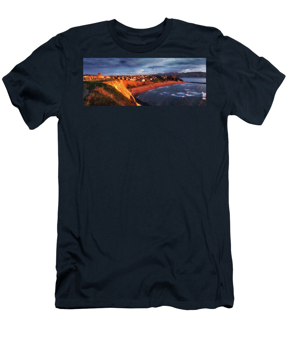 Basque Country T-Shirt featuring the photograph Panorama of Aixerrota sunset by Mikel Martinez de Osaba