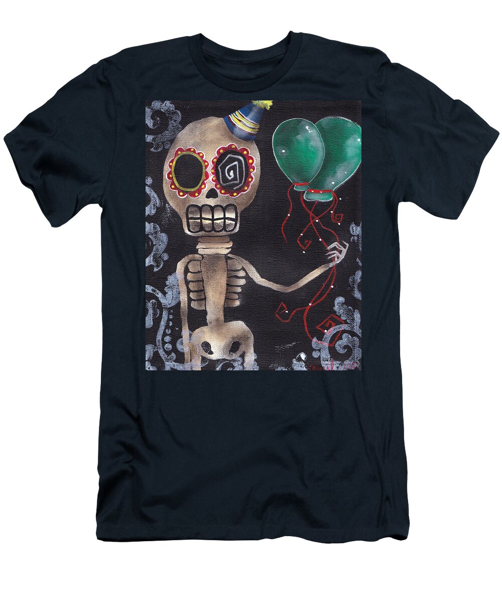 Day Of The Dead T-Shirt featuring the painting Party Killer by Abril Andrade