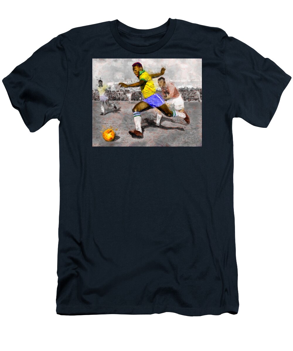 Pele Soccer King T-Shirt featuring the digital art Pele Soccer King by Caito Junqueira