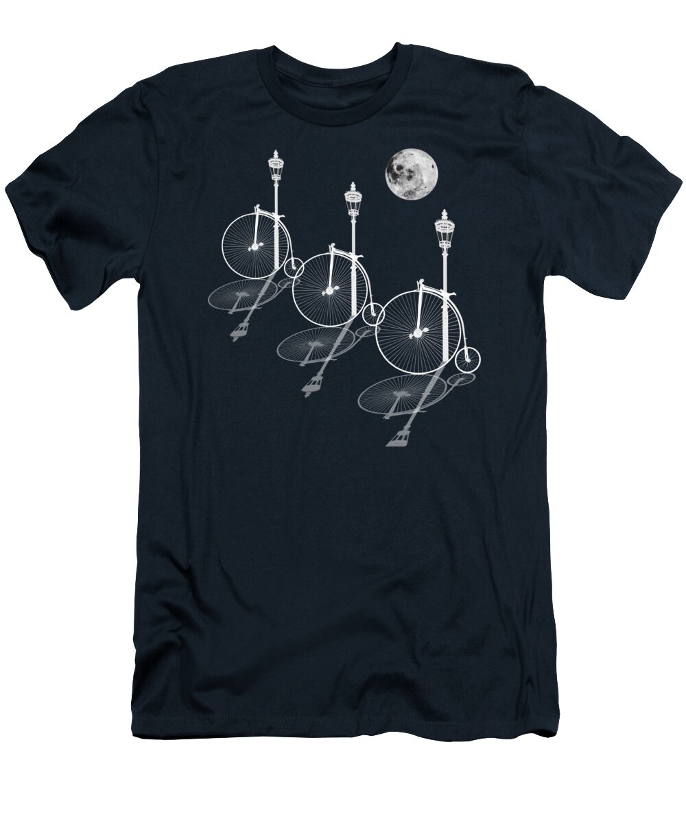 Penny Farthing T-Shirt featuring the photograph Penny Farthings Moonlight and Shadows by Gill Billington