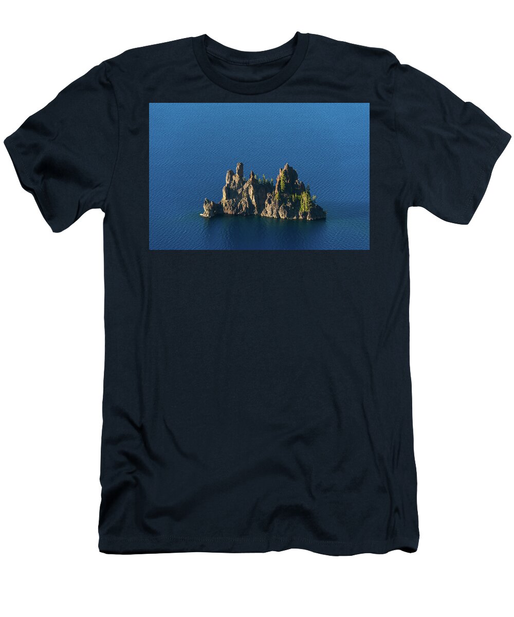 Oregon T-Shirt featuring the photograph Phantom Ship Island Crater Lake National Park Oregon by Lawrence S Richardson Jr