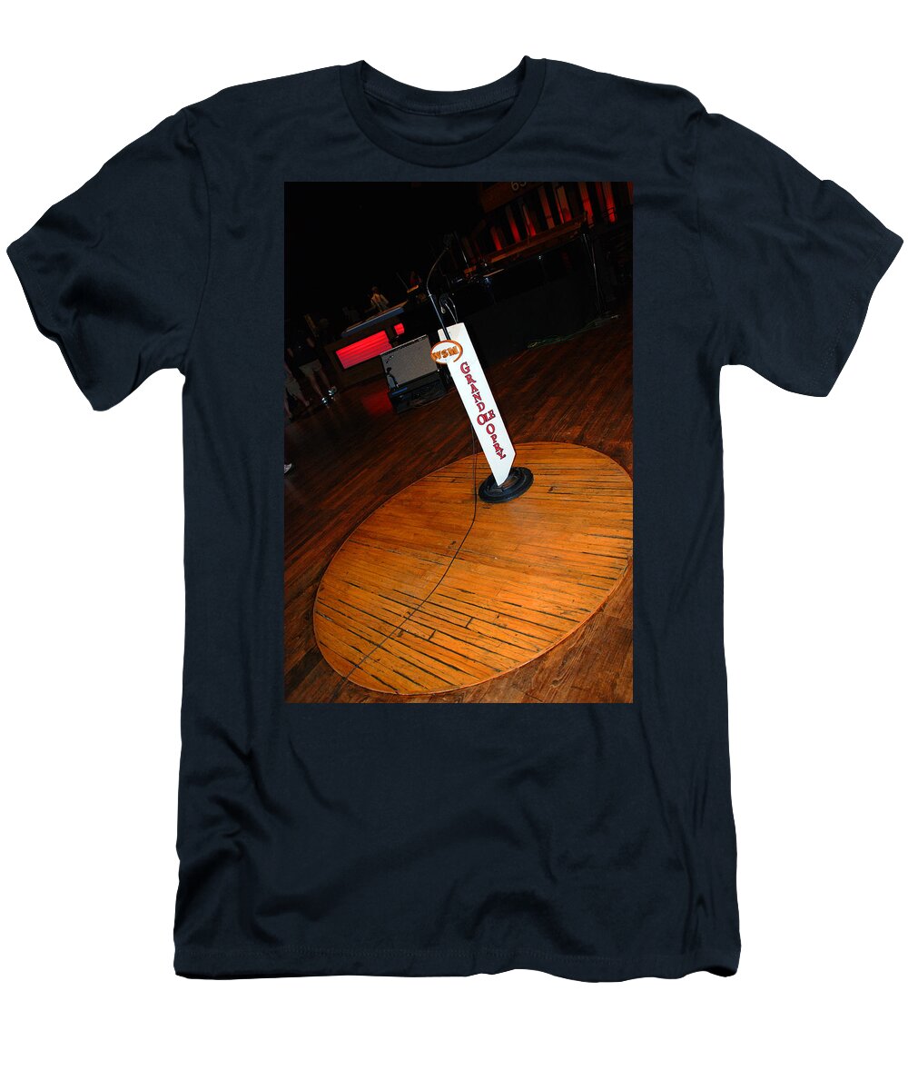 Stage T-Shirt featuring the photograph Piece of the original old stage at the Grand Ole Opry in Nashville by Susanne Van Hulst