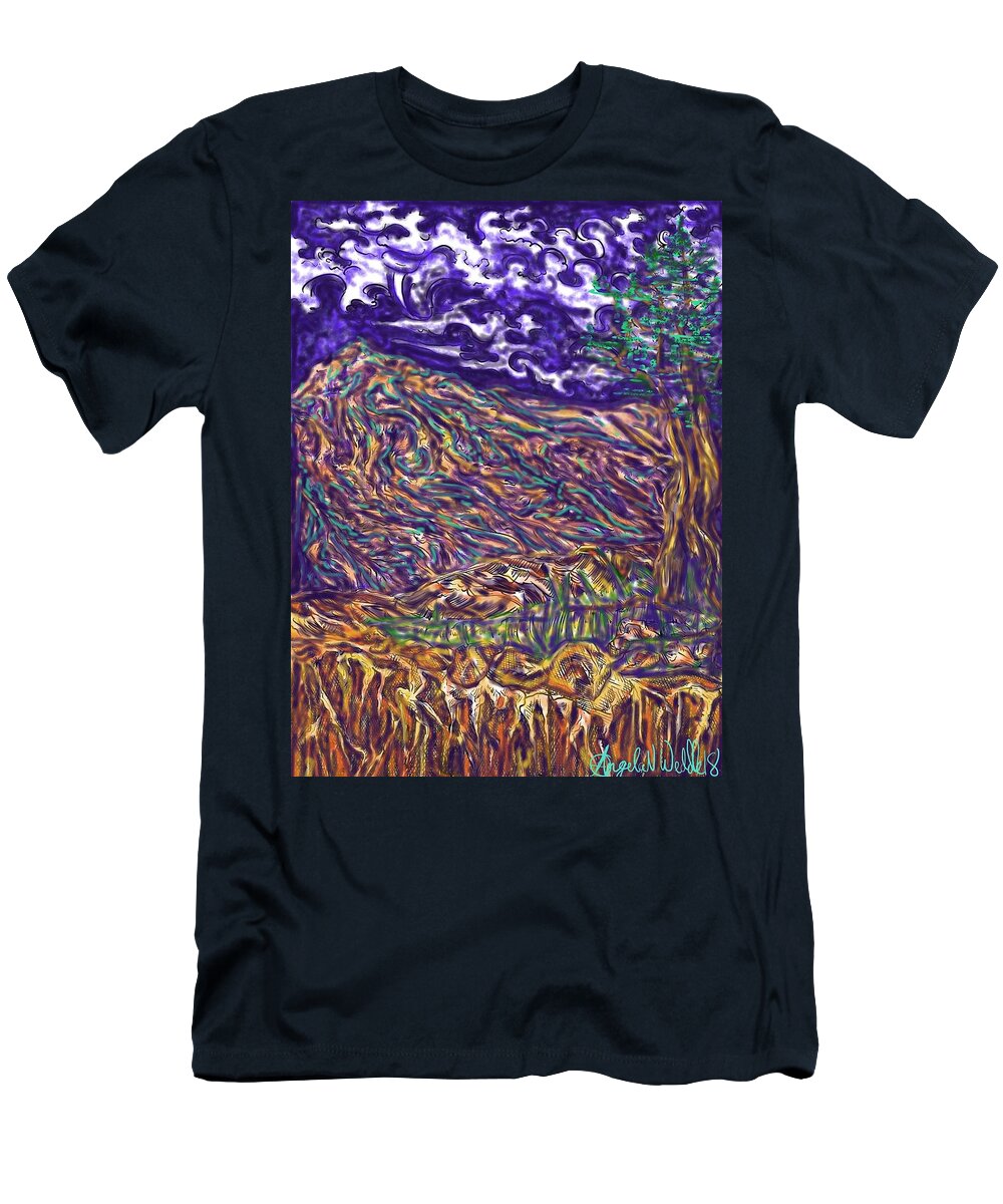 Landscape T-Shirt featuring the digital art Pine Bluff by Angela Weddle