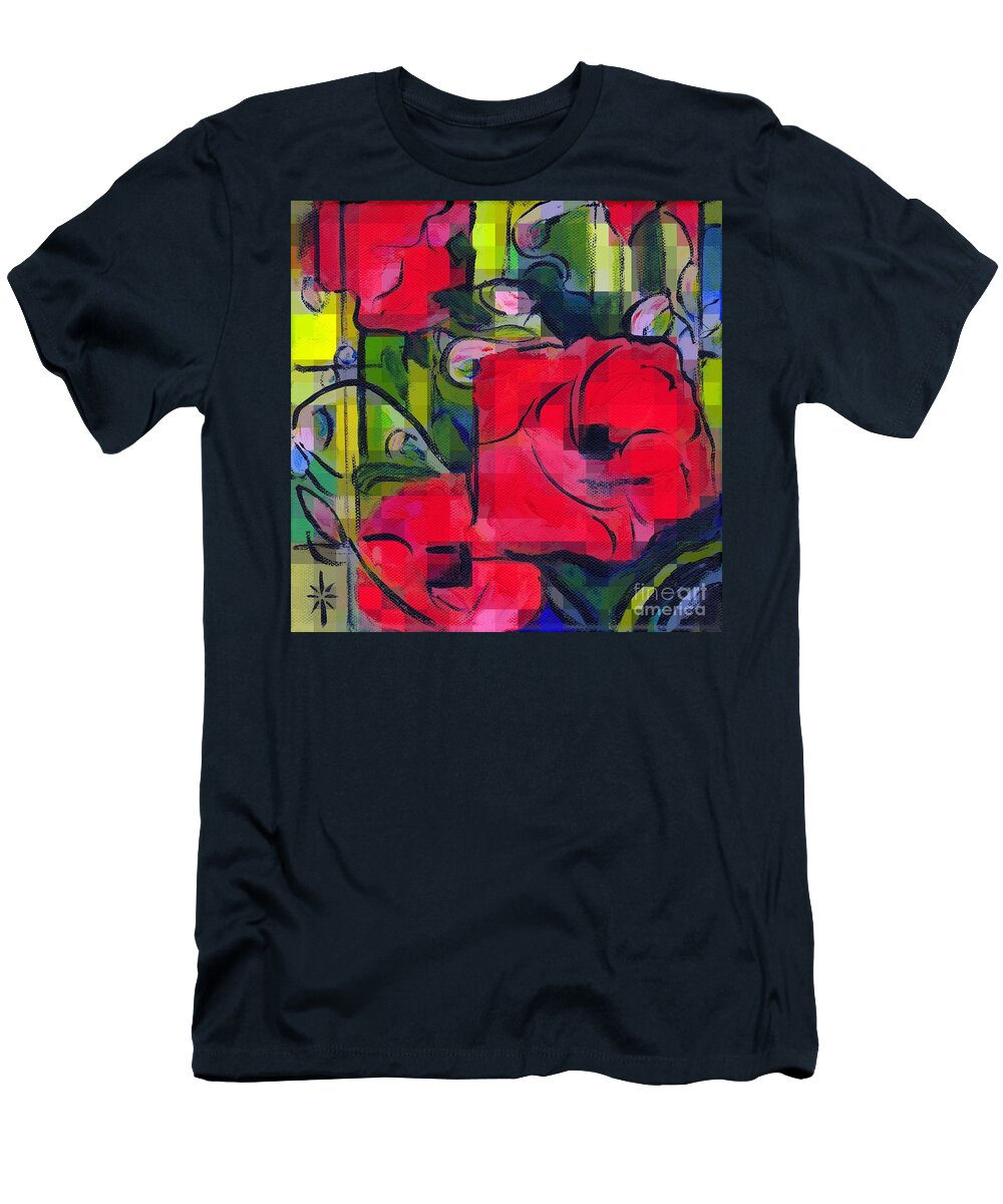 Painting T-Shirt featuring the painting Pixelated Poppies by Jodie Marie Anne Richardson Traugott     aka jm-ART