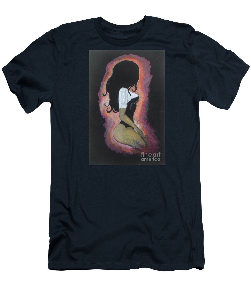 Brunette T-Shirt featuring the painting Brunette by Vesna Antic