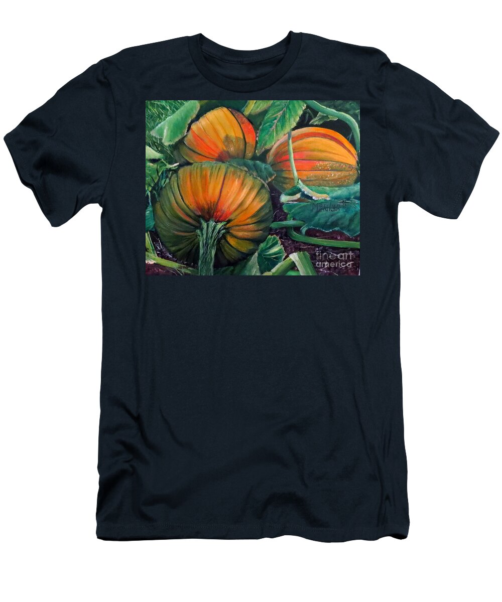 Pumpkin T-Shirt featuring the painting Pumpkin Patch by Marilyn McNish