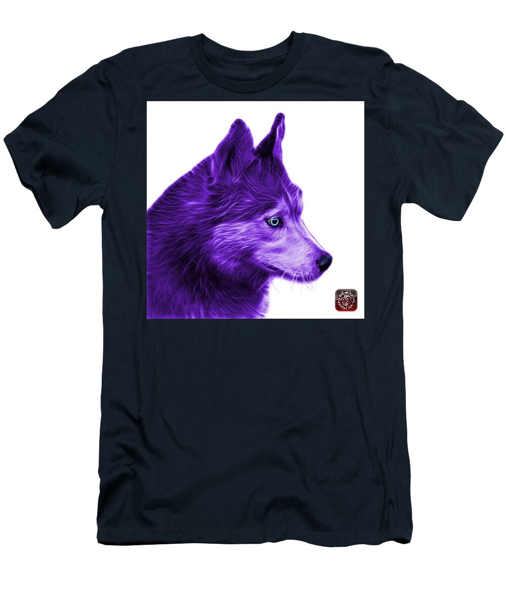 Siberian Husky T-Shirt featuring the painting Purple Siberian Husky Art - 6048 - WB by James Ahn
