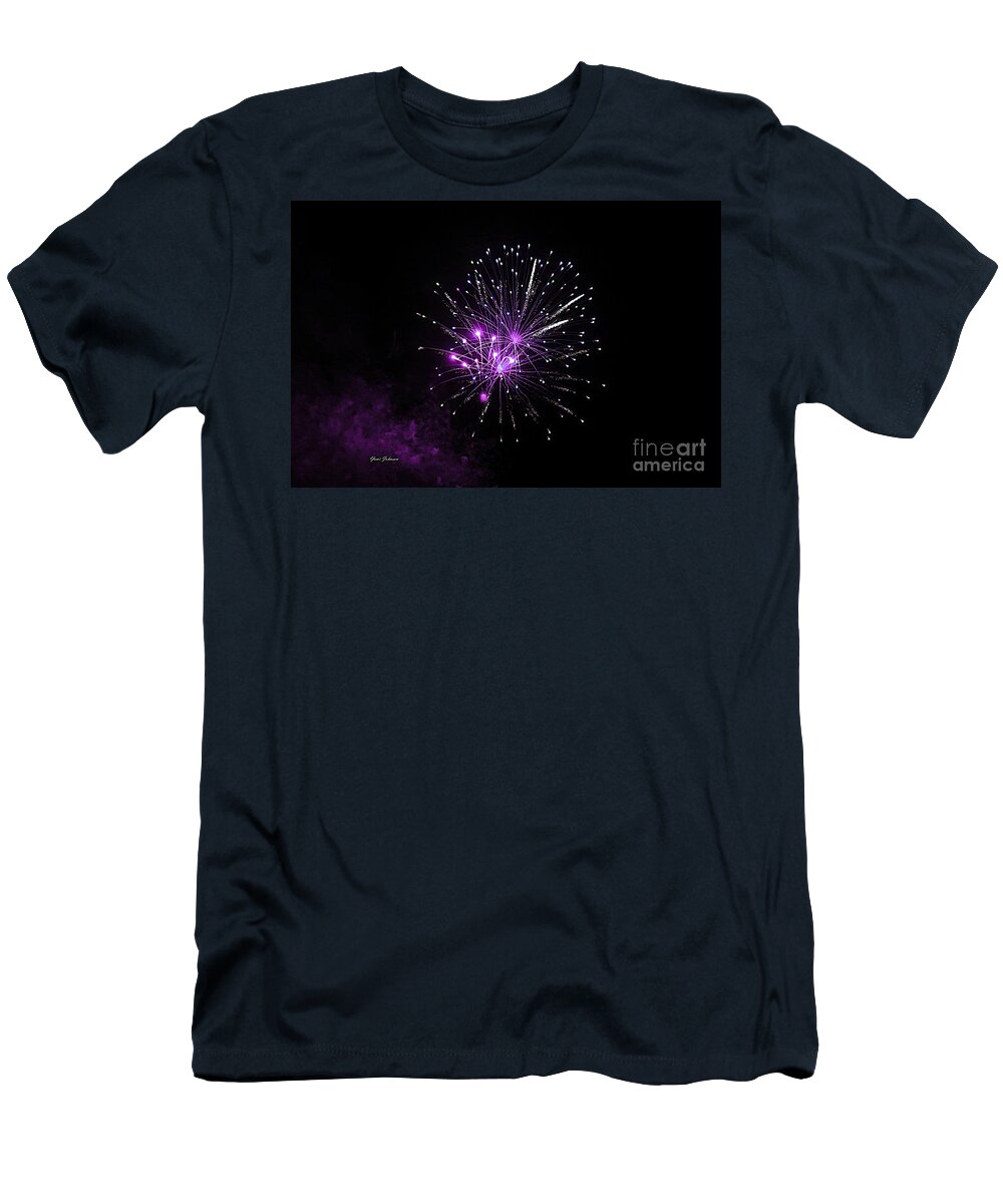 Fireworks T-Shirt featuring the photograph Purple sparkle in the Sky by Yumi Johnson