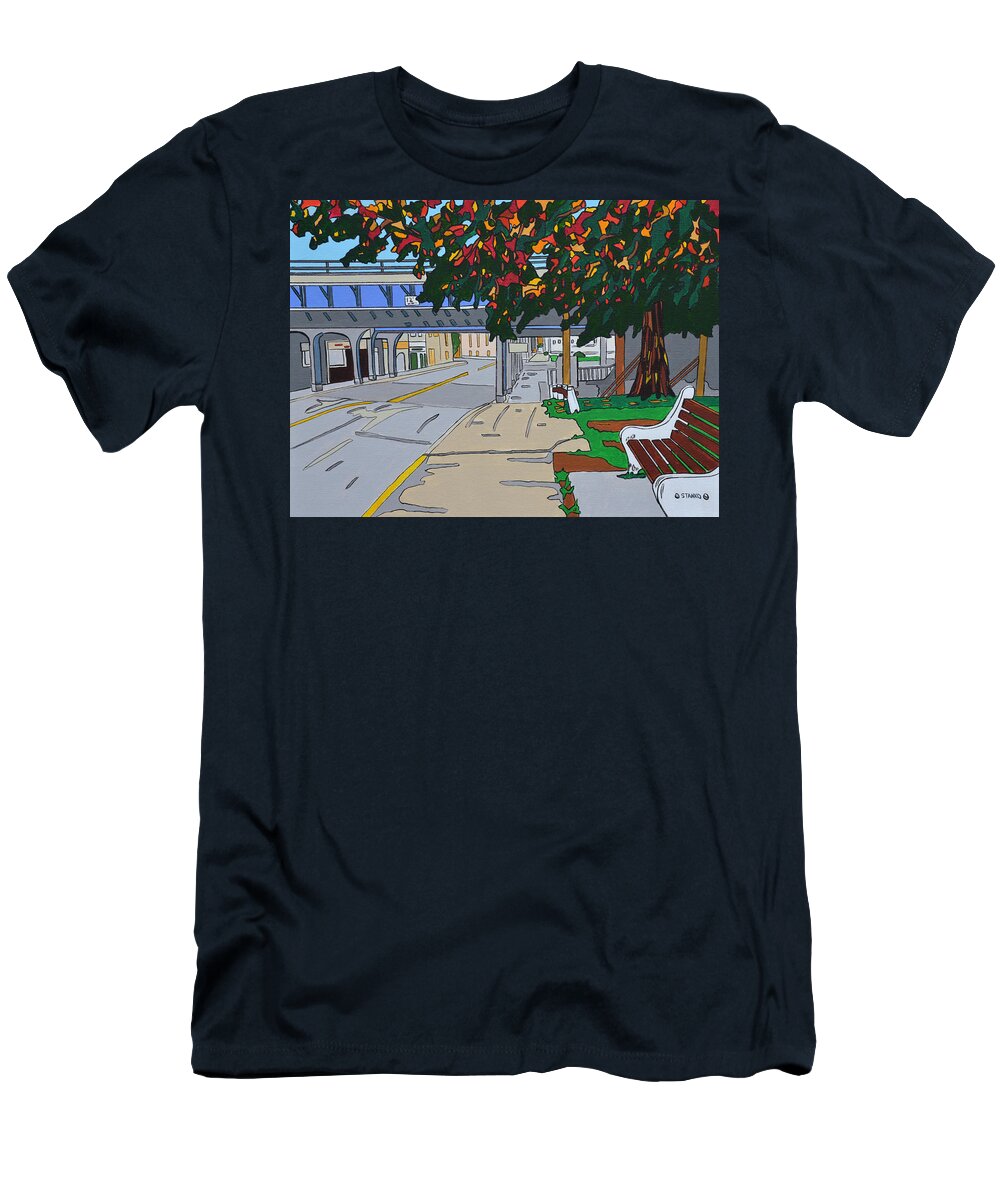 Valley Stream T-Shirt featuring the painting Railroad Hill by Mike Stanko