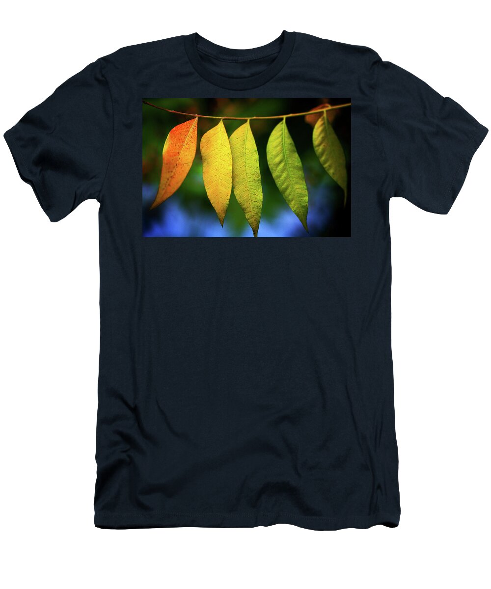 Rainbow T-Shirt featuring the digital art Rainbow Leaves by Terry Davis