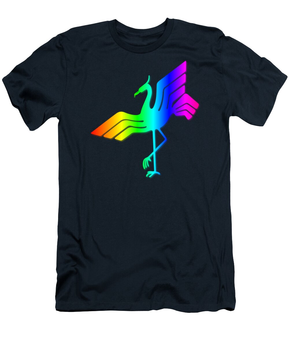 Rainbow T-Shirt featuring the digital art Rainbow Stork by Frederick Holiday