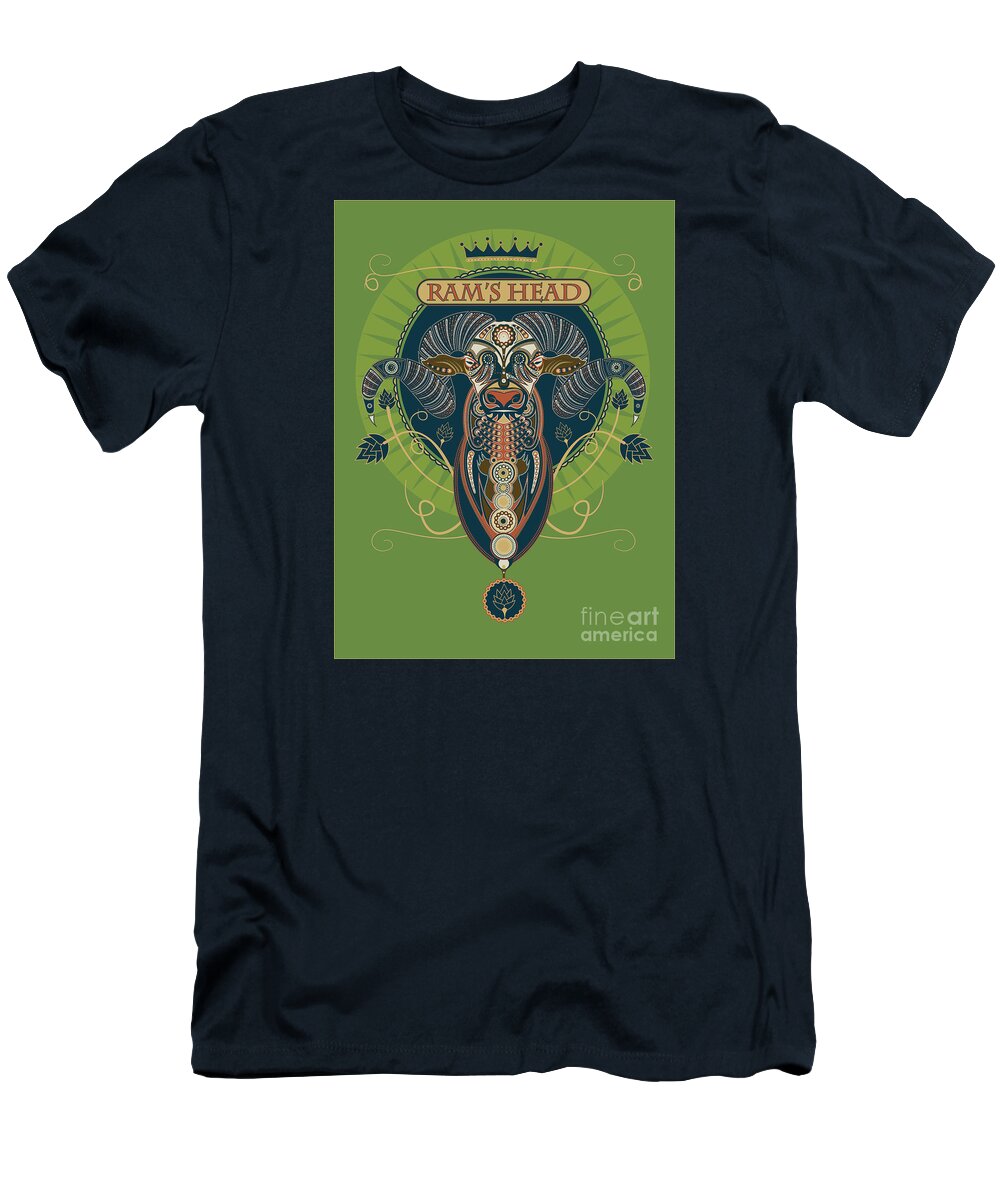 Ram T-Shirt featuring the digital art Rams Head by Mike Massengale