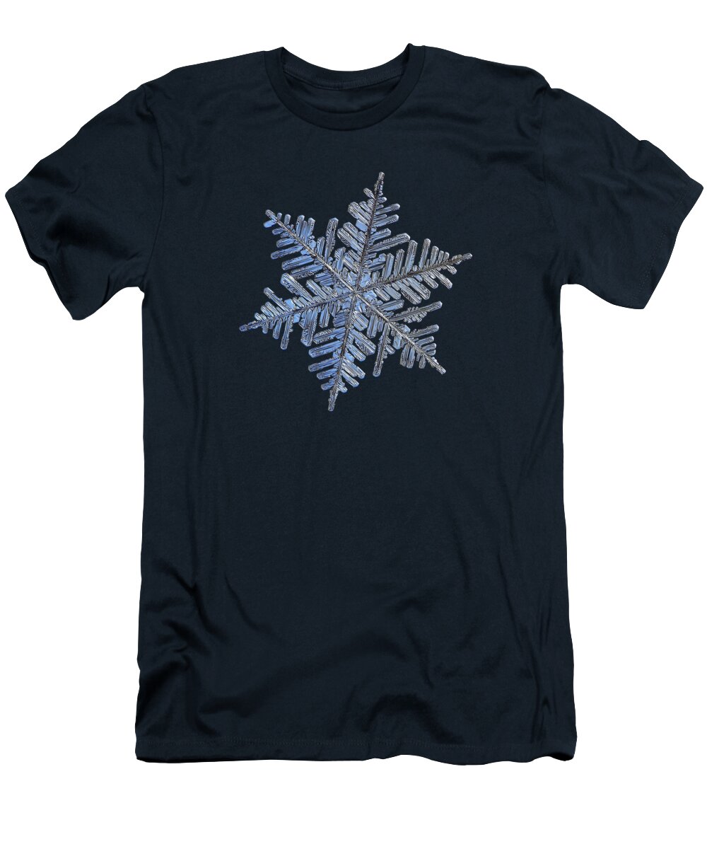 Snowflake T-Shirt featuring the photograph Real snowflake - 2017-02-13 4 black by Alexey Kljatov