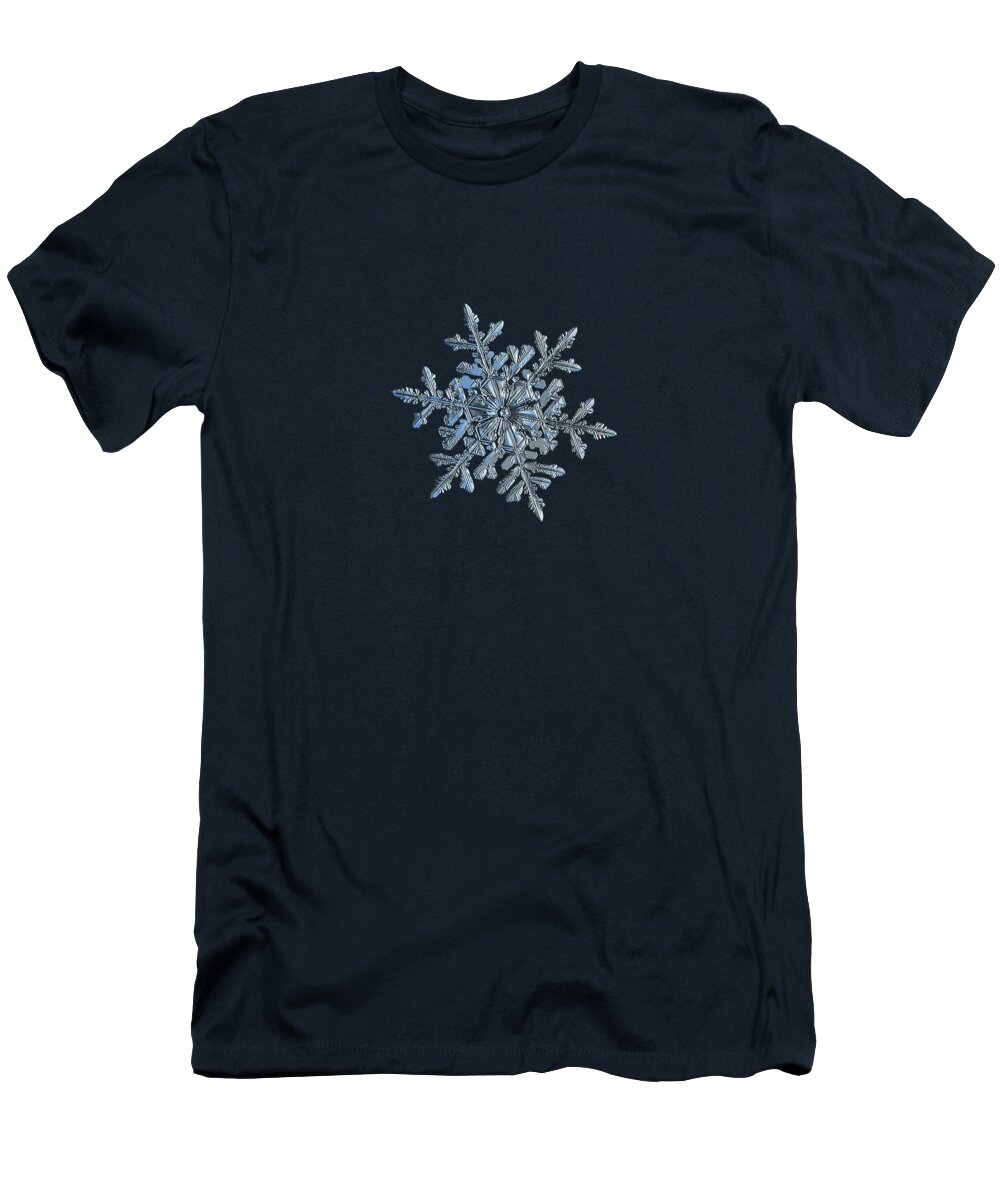 Snowflake T-Shirt featuring the photograph Real snowflake - 21-Feb-2018 - 1 by Alexey Kljatov