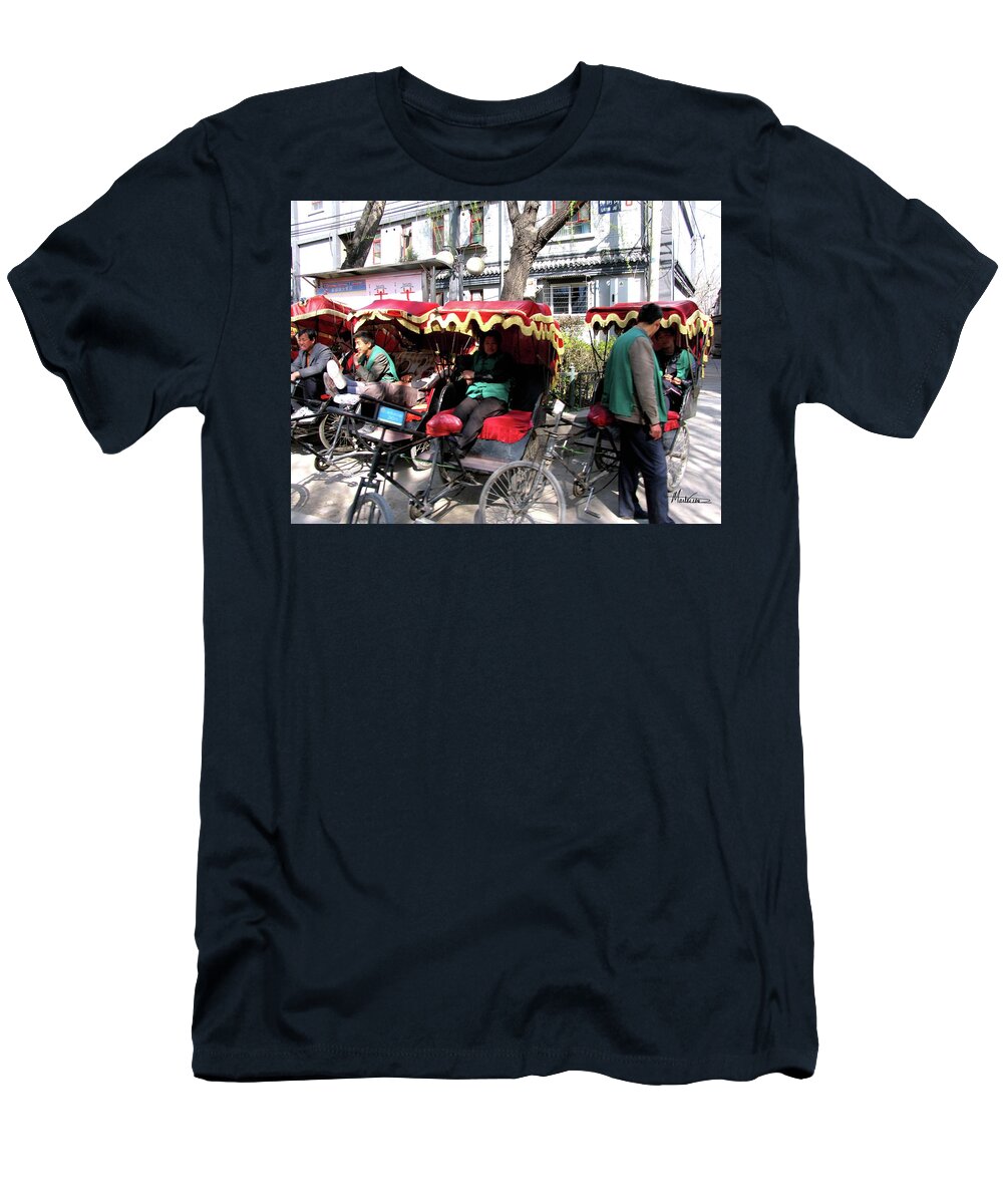 China T-Shirt featuring the photograph Rickshaws by Marti Green