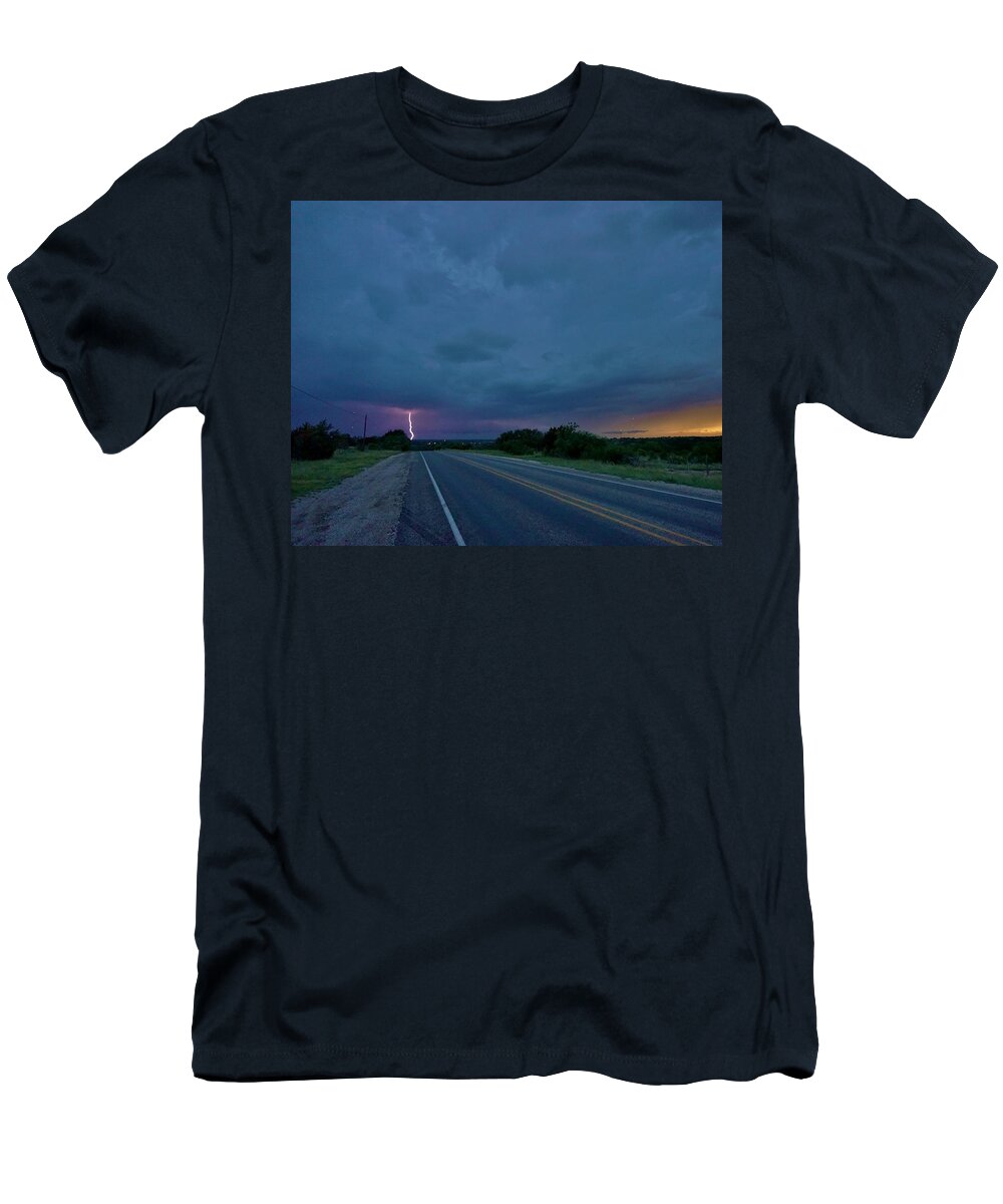 Tornado T-Shirt featuring the photograph Road To The Storm by Ed Sweeney