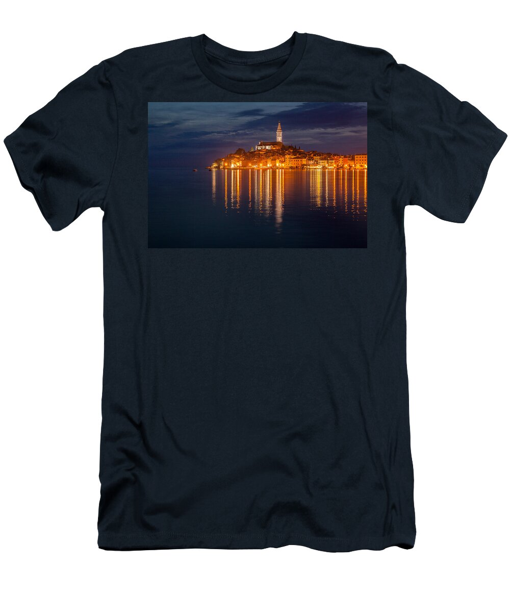 Rovinj T-Shirt featuring the photograph Rovinj by night by Davorin Mance