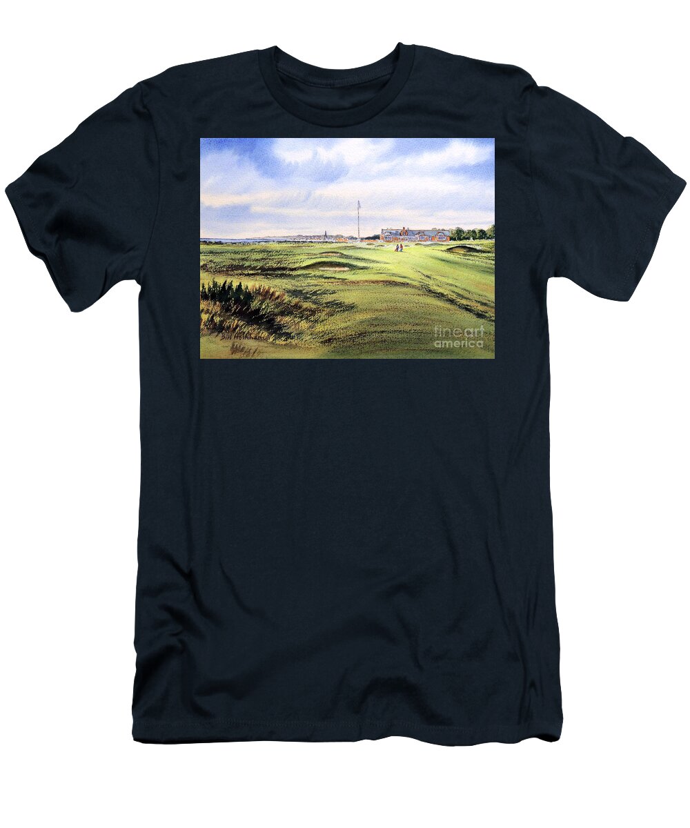 Golf T-Shirt featuring the painting Royal Troon Golf Course by Bill Holkham