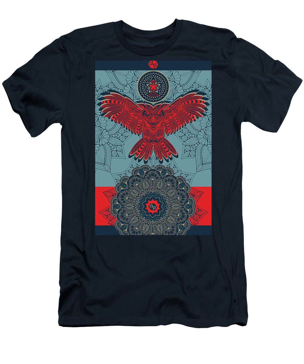 Owl T-Shirt featuring the mixed media Rubino Spirit Owl by Tony Rubino