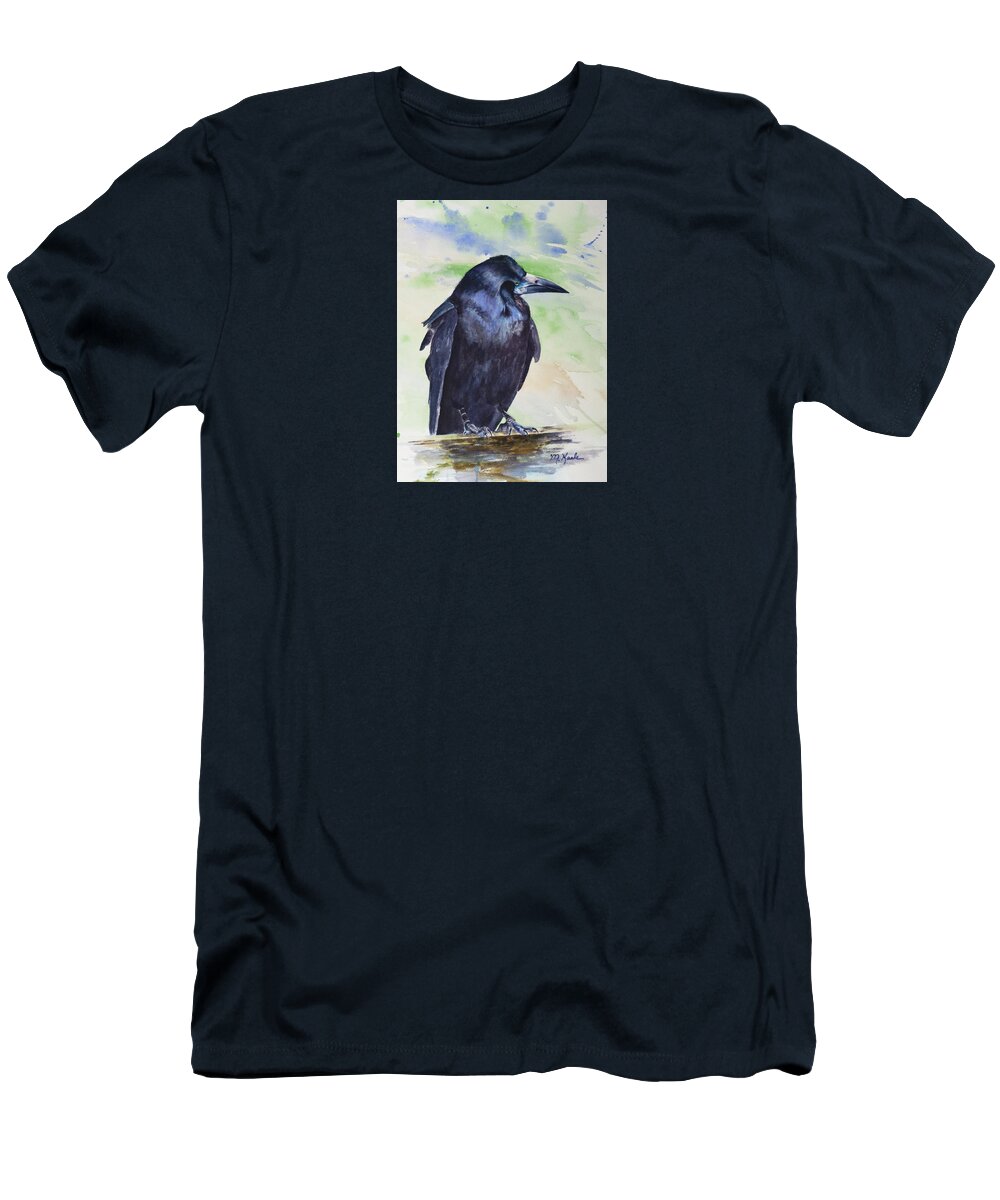 Bird T-Shirt featuring the painting Salisbury Sentinel - Rook by Marsha Karle