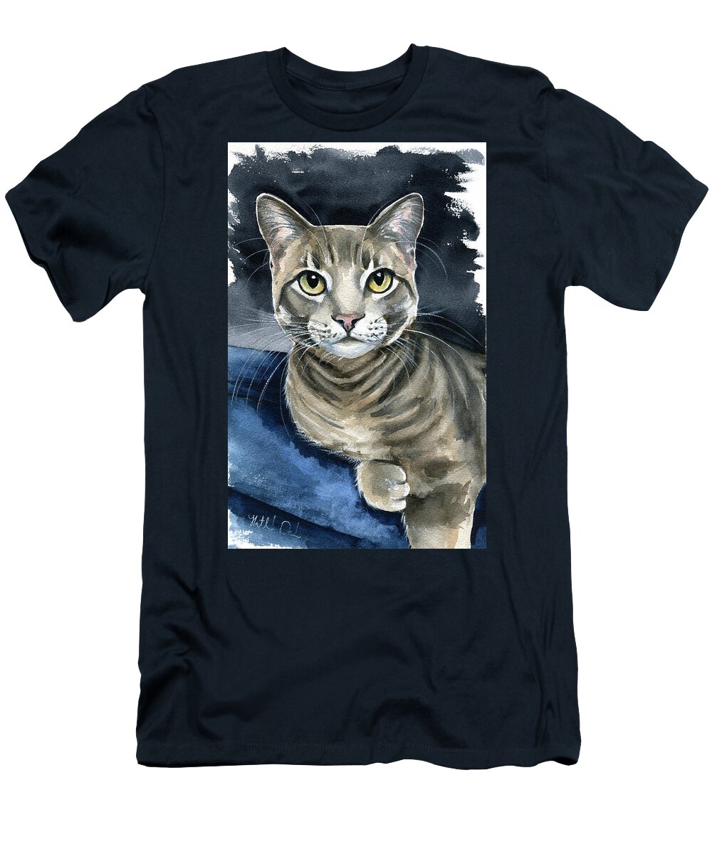 Cat T-Shirt featuring the painting Scout - Cat Portrait by Dora Hathazi Mendes