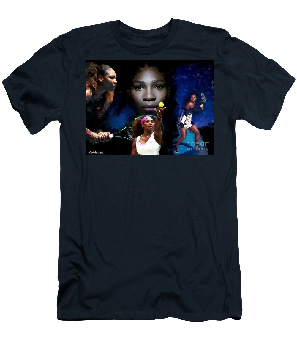Serena Williams T-Shirt featuring the painting Serena Williams by Carl Gouveia