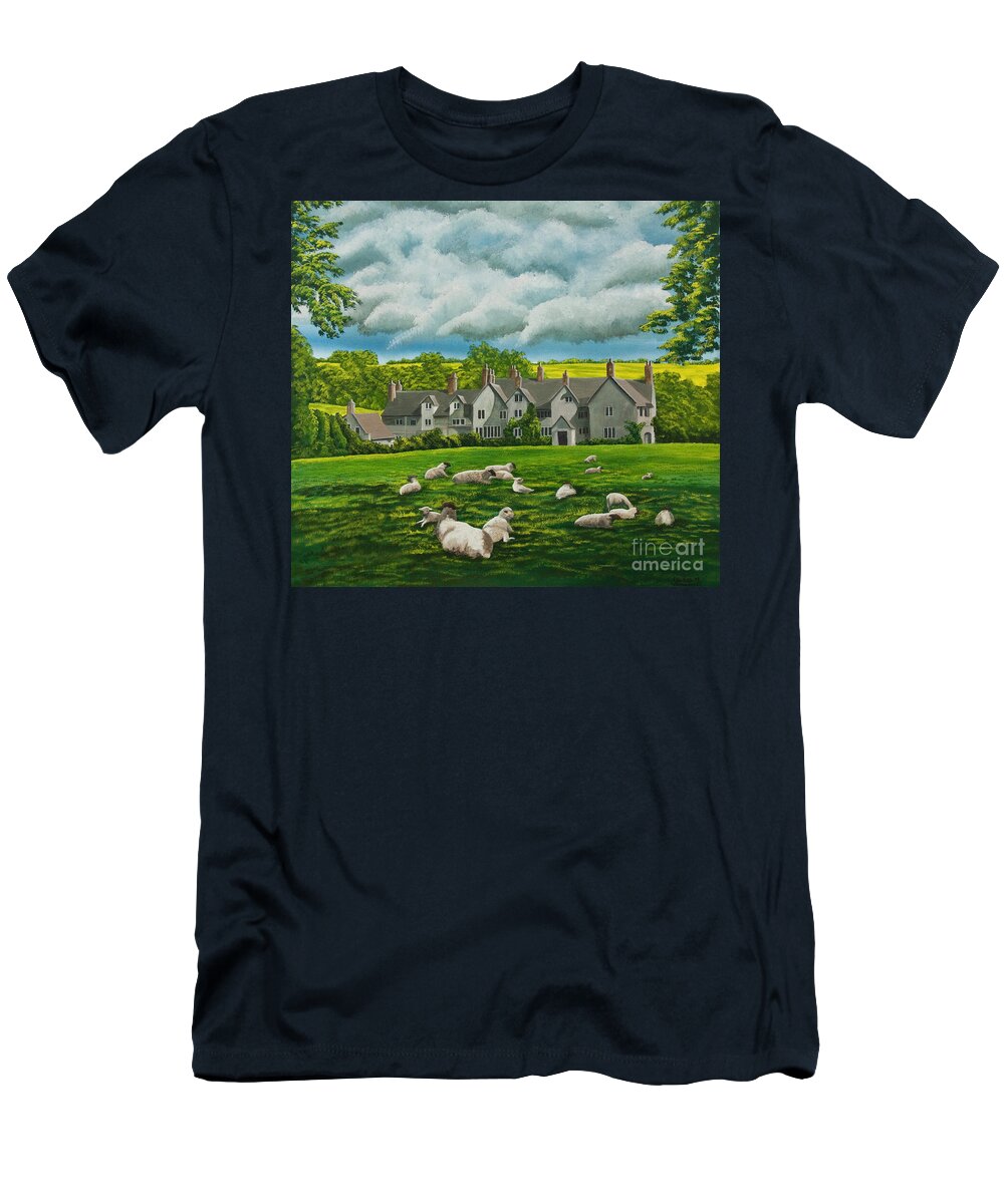 English Painting T-Shirt featuring the painting Sheep in Repose by Charlotte Blanchard