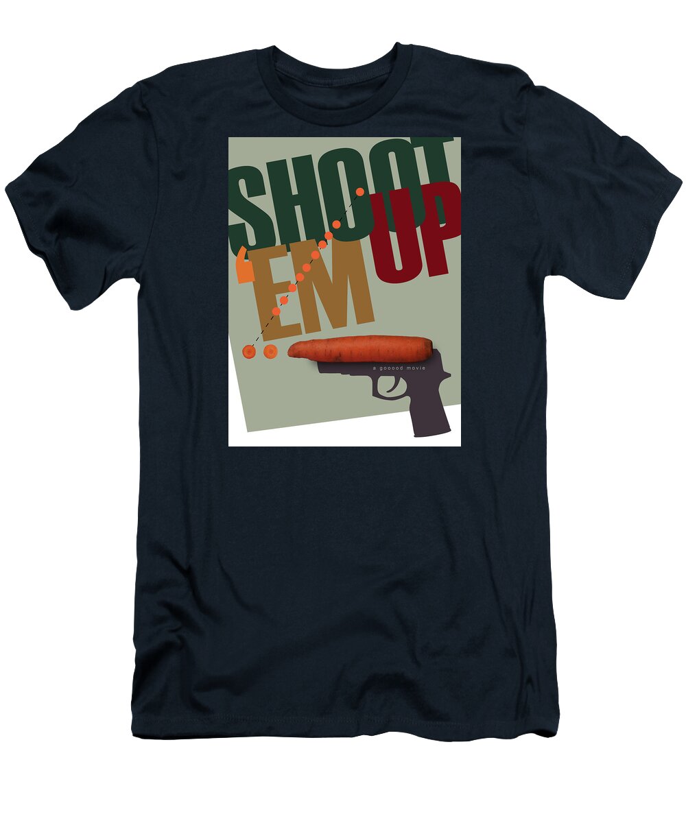 Shoot 'em Up T-Shirt featuring the digital art Shoot 'Em Up Movie Poster by Attila Meszlenyi