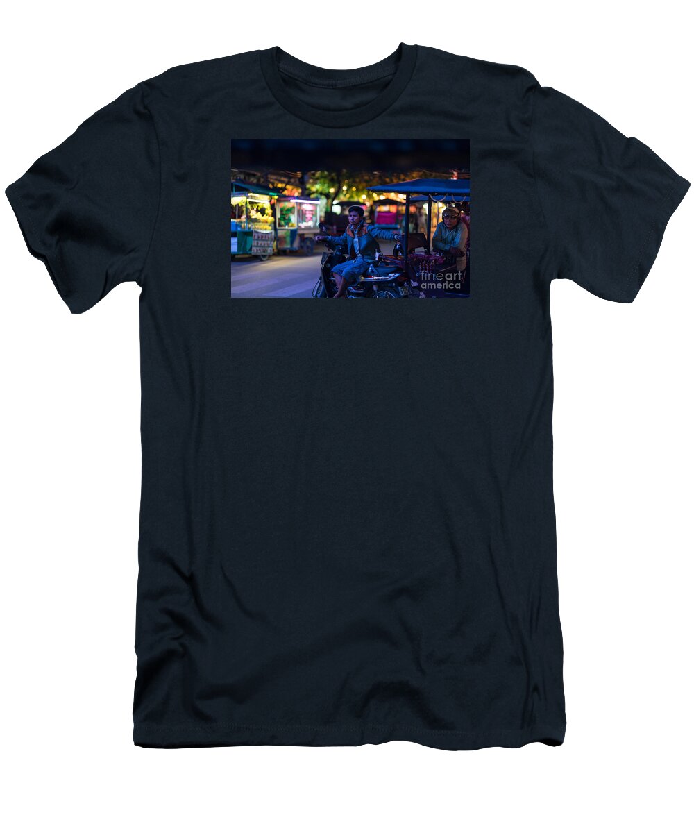 Cambodia T-Shirt featuring the photograph Siem Reap Night Tuk Tuk Driver by Mike Reid