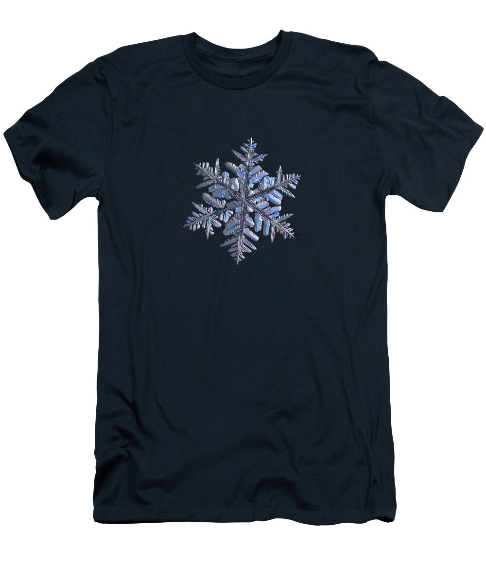 Snowflake T-Shirt featuring the photograph Snowflake macro photo - 13 February 2017 - 6 by Alexey Kljatov
