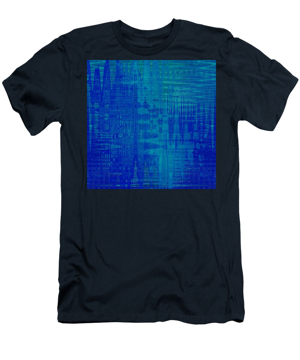  T-Shirt featuring the digital art Sounds of Blue by Stephanie Grant