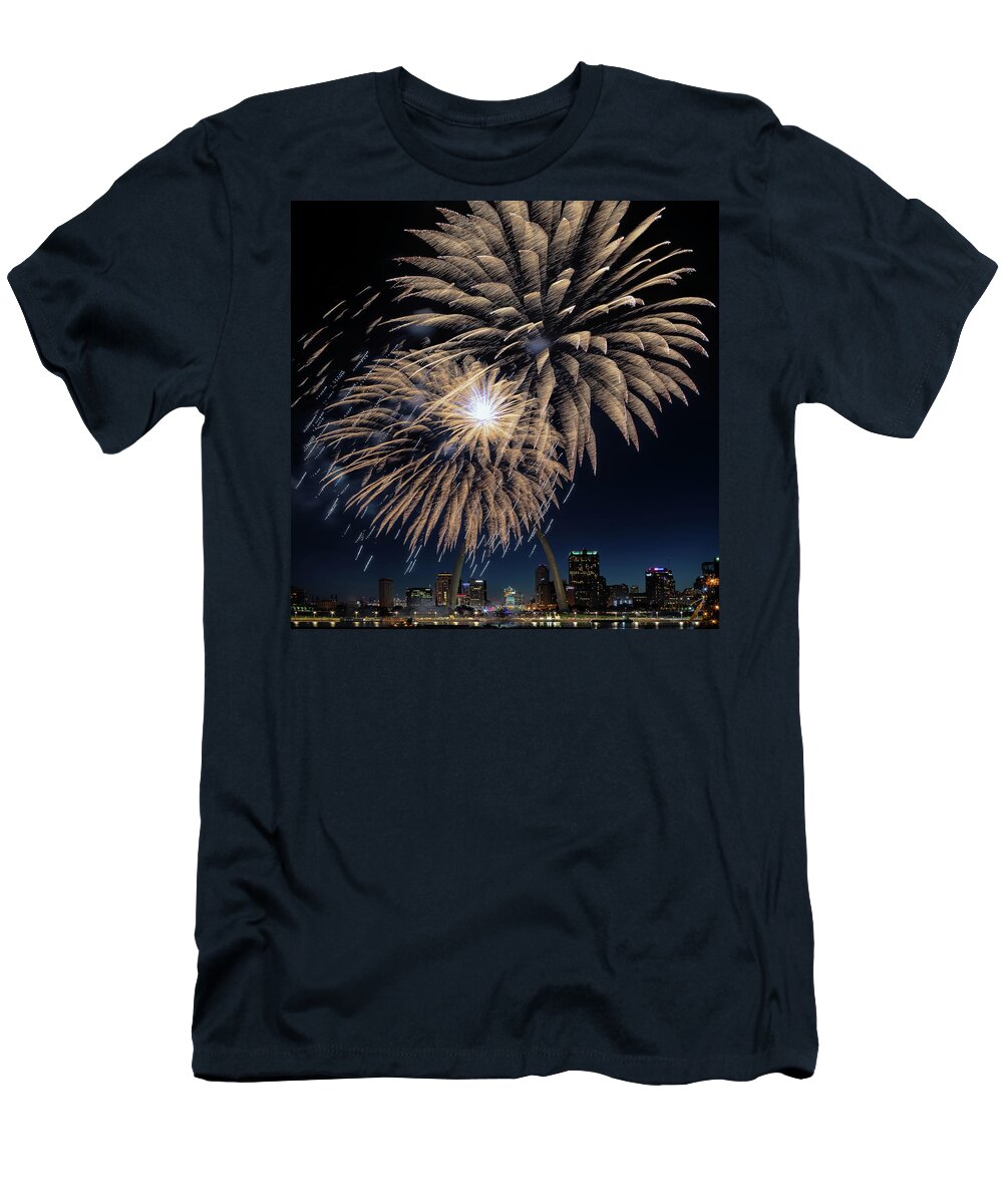 Fireworks T-Shirt featuring the photograph St Louis Celebration by Susan Rissi Tregoning