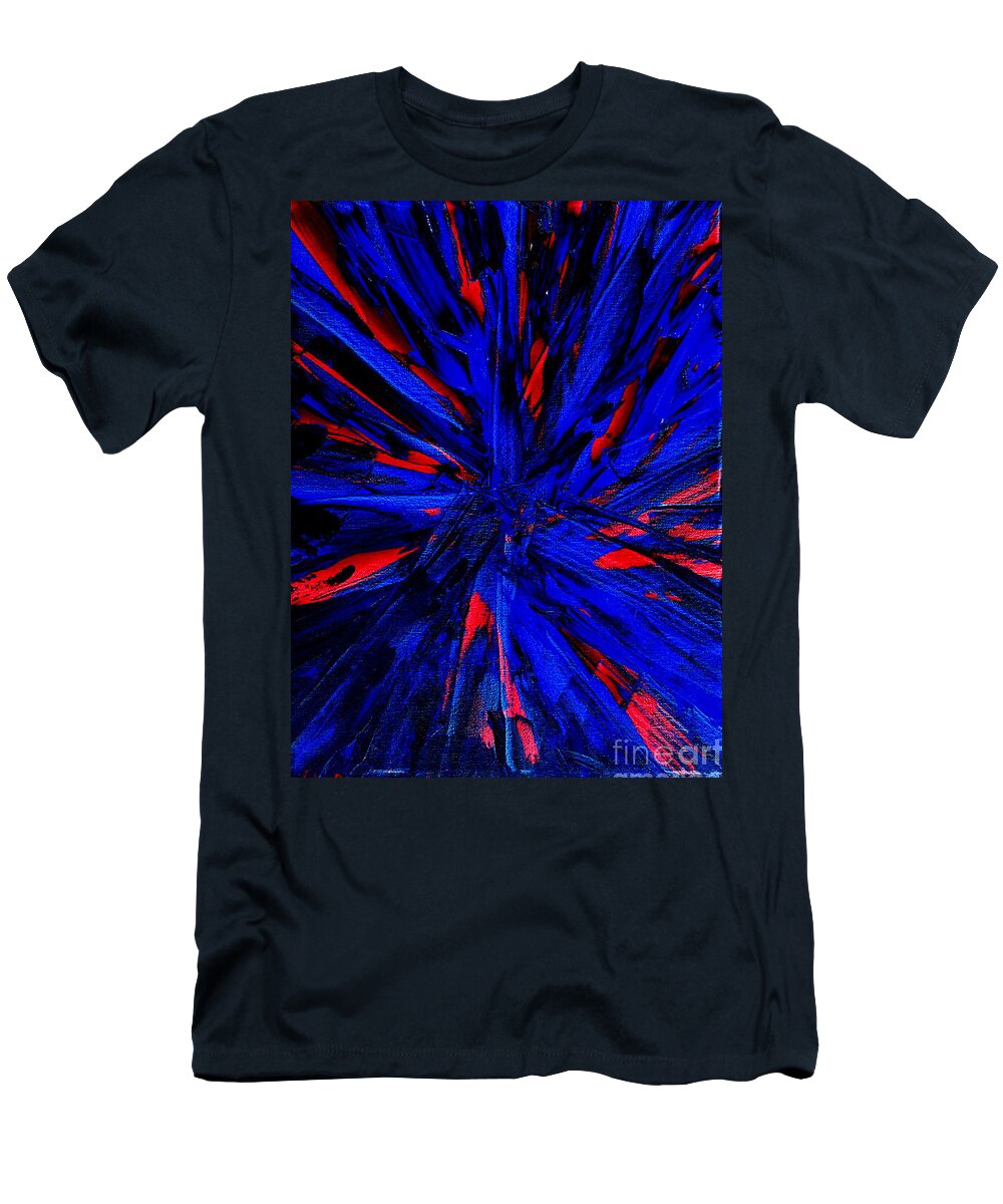 Starburst T-Shirt featuring the painting Starburst Blue by Walt Brodis