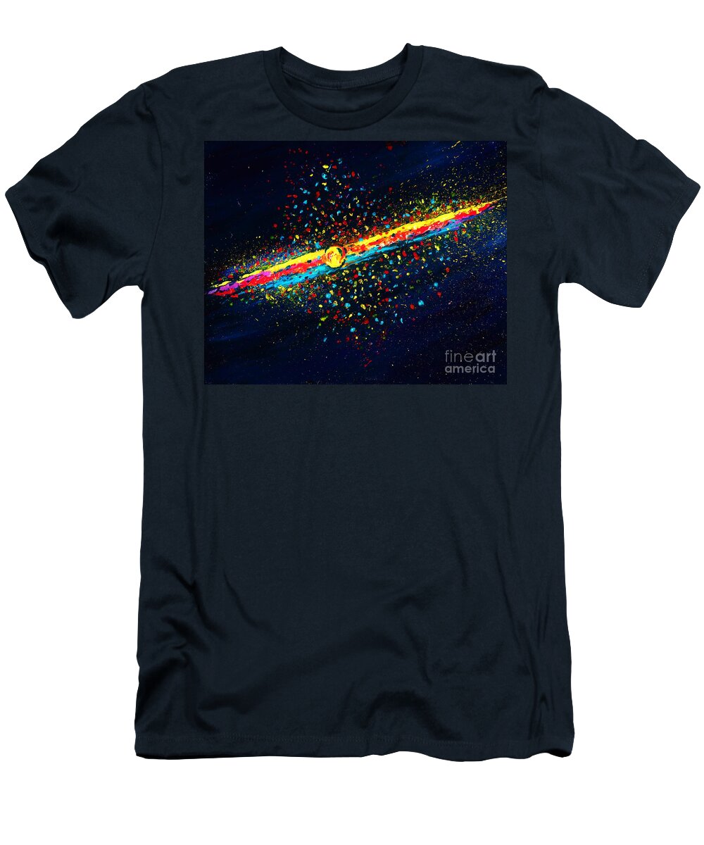 #abstract #colorful #contemporaryart #landscape #modernart #nature #nebulae #nebula #newartwork #painting #scifi #space #surreal #allisonconstantino #childrensrooms T-Shirt featuring the painting Stardust by Allison Constantino
