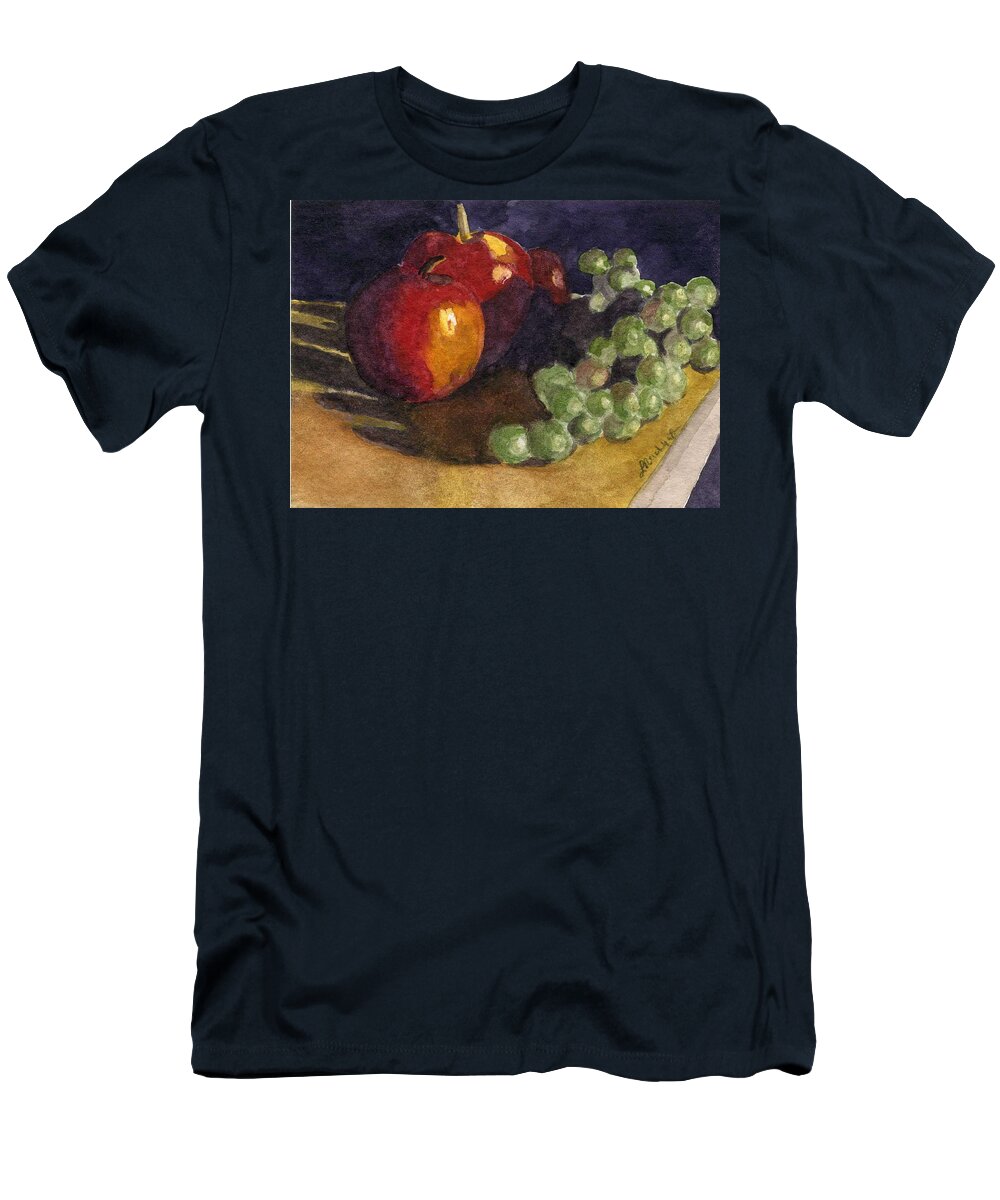 Watercolor T-Shirt featuring the painting Still Apples by Lynne Reichhart