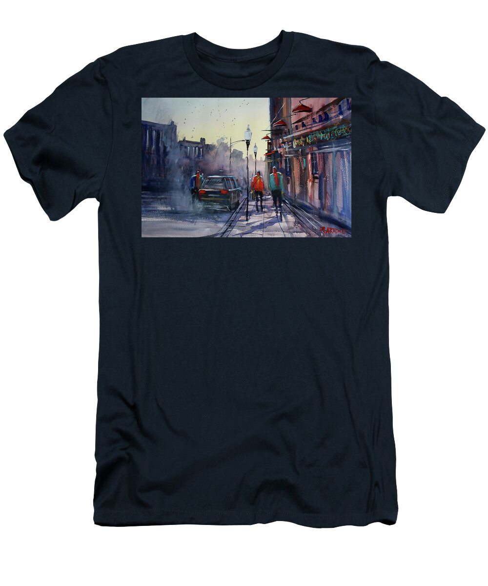 Ryan Radke T-Shirt featuring the painting Sunset Stroll by Ryan Radke