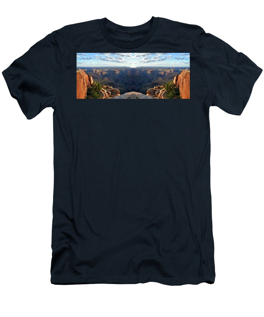 Valley Of The Gods T-Shirt featuring the photograph Sunset Tour Valley Of The Gods Utah Pan 09 Mirrored by Thomas Woolworth