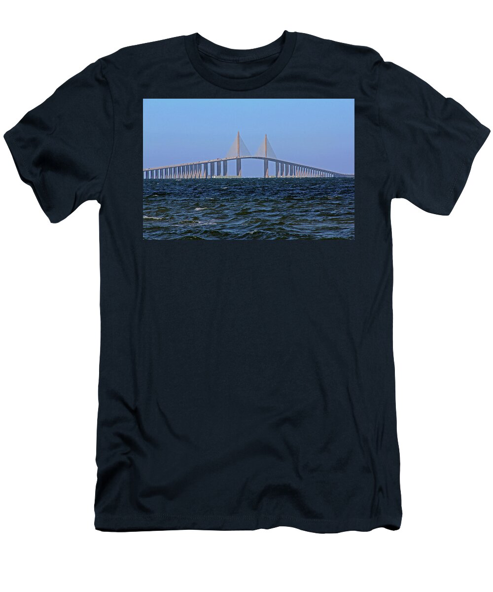 Bridge T-Shirt featuring the photograph Sunshine Skyway Bridge by Richard Krebs