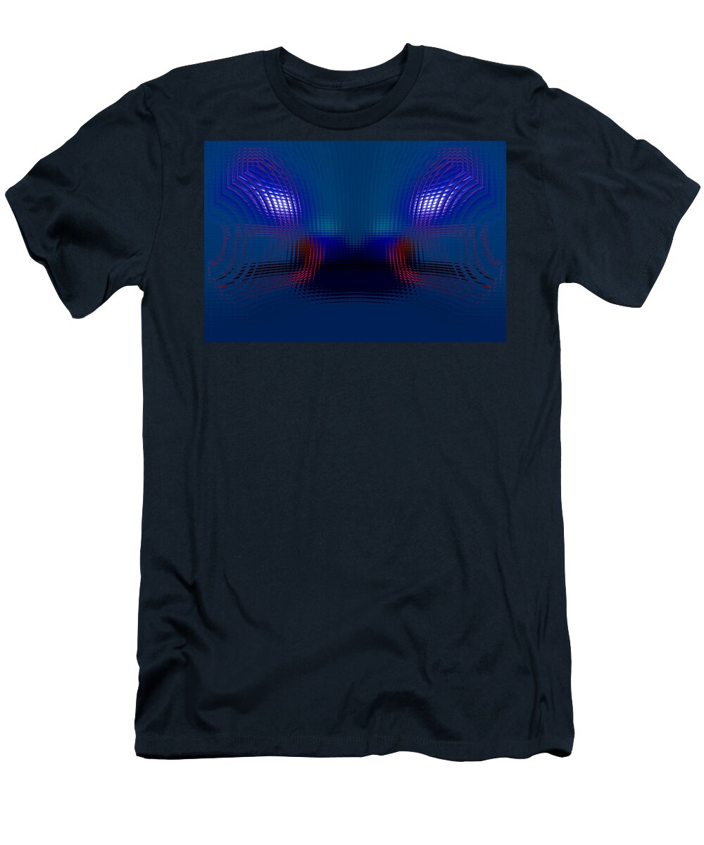 Blue T-Shirt featuring the digital art Tail Lights In The Rain by Donna Blackhall