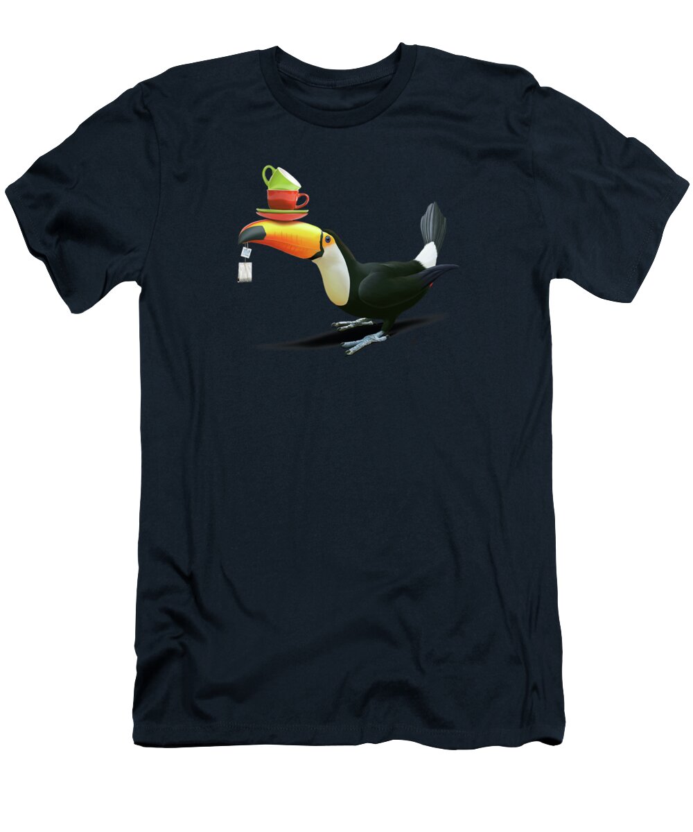 Toucan T-Shirt featuring the digital art Tea for Tou Colour by Rob Snow