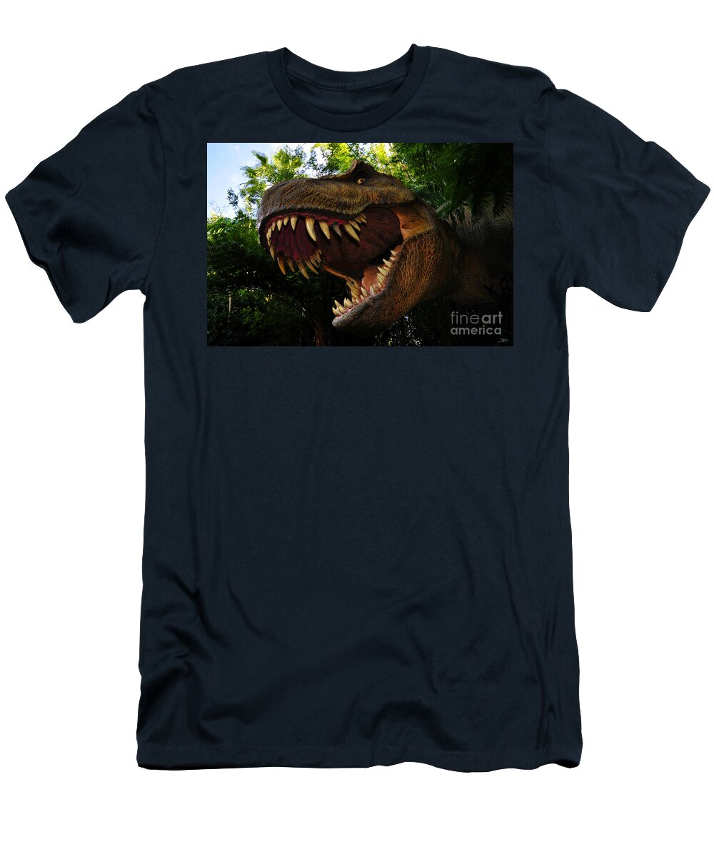 Dinosaur T-Shirt featuring the painting Terrible lizard by David Lee Thompson