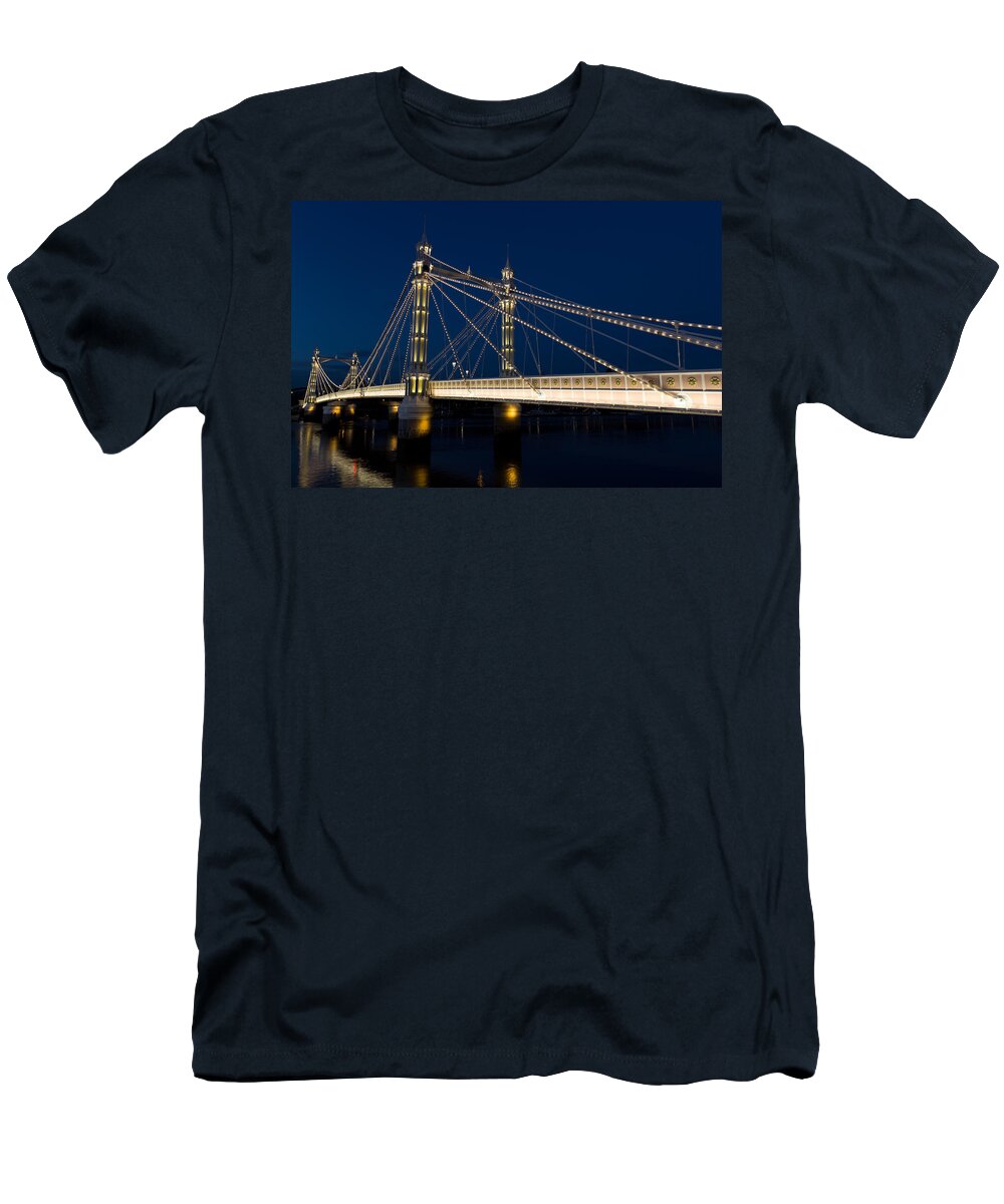 Albert Bridge T-Shirt featuring the photograph The Albert Bridge London by David Pyatt