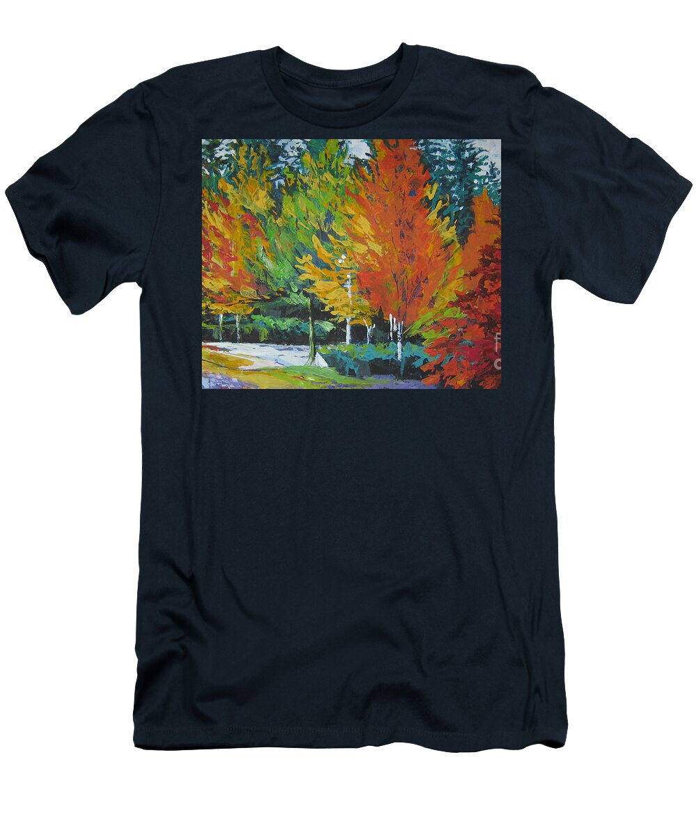 Landscape T-Shirt featuring the painting The Big Red Tree by Lee Ann Shepard